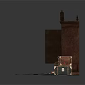 Ornate Antique Wooden Wardrobe With Open Doors Clothes Vintage Trunks And Gray Rug