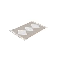 Square Rug With Beige And White Diamond Pattern Woven Design And Tassel Edges