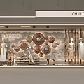 CHILLCHAN Fashion Store Window Featuring Mannequins Apparel Circular Decorations And Textured Wall