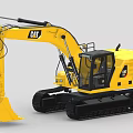 Yellow CAT Crawler Type Excavator With Large Bucket And Operator Cab 3d model