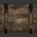 Rustic Wooden Storage Box With Metal Straps And Secure Clasp Design 3d model