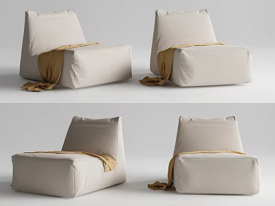 Beige Lazy Sofa with Soft Fabric and Cozy Design for Living Room Decor 3d model
