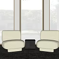 Beige Casual Sofa Set With Modern Minimalist Design And Small Coffee Table By Large Windows With Green Trees View