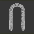 Scenic White Arched Structure With Intricate Carvings Gray Background And Reflection 3d model