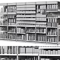 Retail Display Shelves with Multiple Layers of Assorted Bottled and Canned Goods