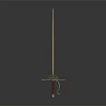 Classic Decorative Sword With Golden Hilt Guard Purple Handle And Long Slender Blade