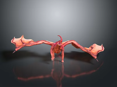 Red Horned Winged Fantasy Dragon 3D Character For Game Movie Scenes 3d model