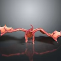 Red Horned Winged Fantasy Dragon 3D Character For Game Movie Scenes