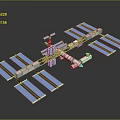 Space Station Equipment Assembly With Solar Panels Connected Modules And Mechanical Arm 3d model
