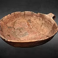 Ancient Ceramic Vessel With Handle Reddish Brown Cracked Surface Worn Texture Against Dark Background 3d model