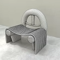 Light Purple Modern Leisure Chair With Curved Backrest And Striped Seat Design