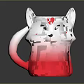 Cute Cat Shaped Mug With Gradient Color And Heart Patterns On Tail Handle