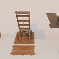 Ancient Wooden Crane Machinery With Lifting Platforms And Mechanical Structures 3d model