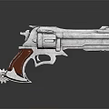 Classic Silver Metal Revolver Featuring Wooden Grip And Shiny Detailed Design