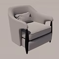 Modern White Single Sofa with Armrests Upholstered Pillow and Dark Legs