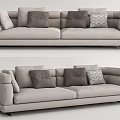 Modern Light Gray Fabric Two Seater Sofa With Dark Gray And Patterned Decorative Pillows 3d model