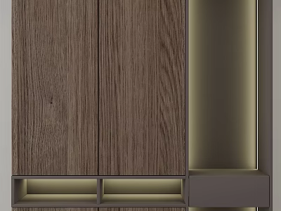 Modern Wooden Shoe Cabinet With LED Lighting And Storage Compartments For Home Organization 3d model