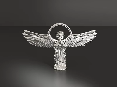 Exquisite Silver Angel Jewelry With Wings Halo And Praying Hands Design 3d model