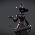 Dark Fantasy Game And Movie Character With Metallic Hat Armored Outfit And Claw Weapon