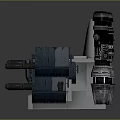 Futuristic Mechanical Toilet Design With Blue Structure White Base Gray Seat And Yellow Tip Cannons