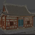 Ancient Chinese Traditional Architecture With Tiled Roof Carved Details Wooden Structure And Stone Slab Floor