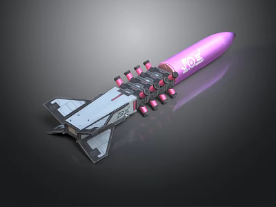 Pink Space Rocket With Multiple Boosters And Aerospace Design For Space Exploration 3d model