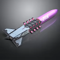 Pink Space Rocket With Multiple Boosters And Aerospace Design For Space Exploration