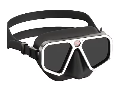 Black Diving Mask With White Frame And Adjustable Strap For Comfortable Diving 3d model