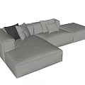 Modern Gray Sectional Sofa With Plush Pillows And L Shaped Design 3d model