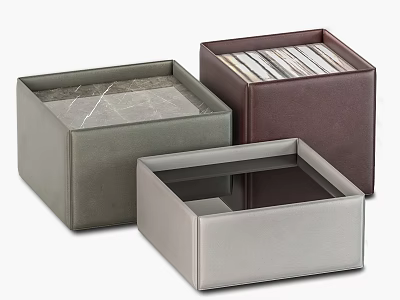Modern Coffee Tables With Leather Finish And Marble Glass Tops In Three Colors 3d model