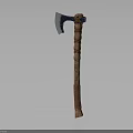 Handcrafted Axe With Polished Metal Head And Intricate Carved Wooden Handle