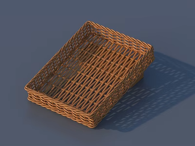 Garden Landscape Woven Rattan Basket With Grid Pattern For Decoration 3d model