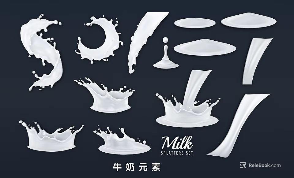 Creative Wall Decor With Artistic Milk Splatter Elements And Modern Design 3d model