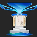 Cultural and Creative Products Display Island with Blue Illuminated Top and White Base for Exhibition