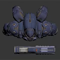 Blue Armored Mecha Warrior Character With Mechanical Design And Large Weapon