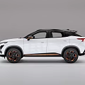 White Modern SUV Exterior Design With Sporty Front Grille And Orange Accent Wheels