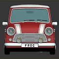 Red Vintage Model Car With White Roof Number 21 And Stripes On Dark Background