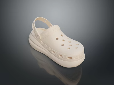 White Casual Clogs With Platform Sole And Perforated Upper Design For Comfortable Everyday Wear 3d model