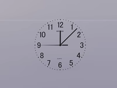Minimalist Modern Wall Clock With Black Numbers And Hands On Gray Background 3d model