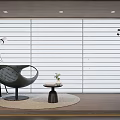 Modern Leisure Accent Chair Interior With Round Side Table And Window Blinds 3d model