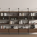 Modern Wooden Metal Frame Storage Shelf Unit with Multiple Shelves Books Decorative Items and Dishes