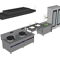 Commercial Kitchen Electrical Appliances With Gas Stove Sink Range Hood And Storage Cabinet