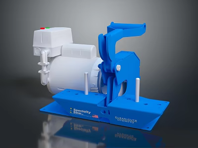 Roper Whitney Blue And White Industrial Metalworking Machine With Base And Motor 3d model