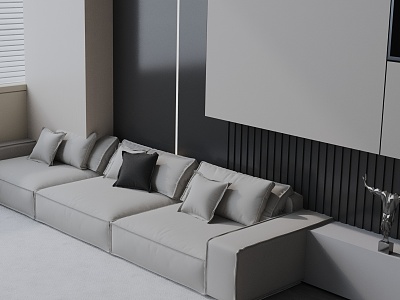 Modern three-seat sofa 3d model