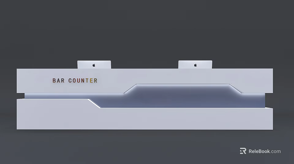 Modern Bar Counter Interior Design With Sleek Countertop And Integrated Lighting Elements 3d model