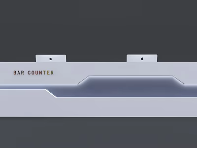 Modern Bar Counter Interior Design With Sleek Countertop And Integrated Lighting Elements 3d model