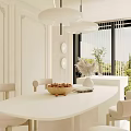 Warm Cream Style Open Dining And Living Space With Central Island Bar Stools And Appliances