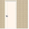 Light Colored Sliding Door With White Frame And Smooth Surface In Minimalist Design