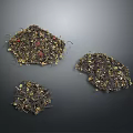 Dried Tea Leaves Varieties Showcased On Dark Background Surface 3d model