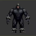 Muscular Horned Dark Skinned Game Movie Character With Metal Bracelets Anklets And Claws